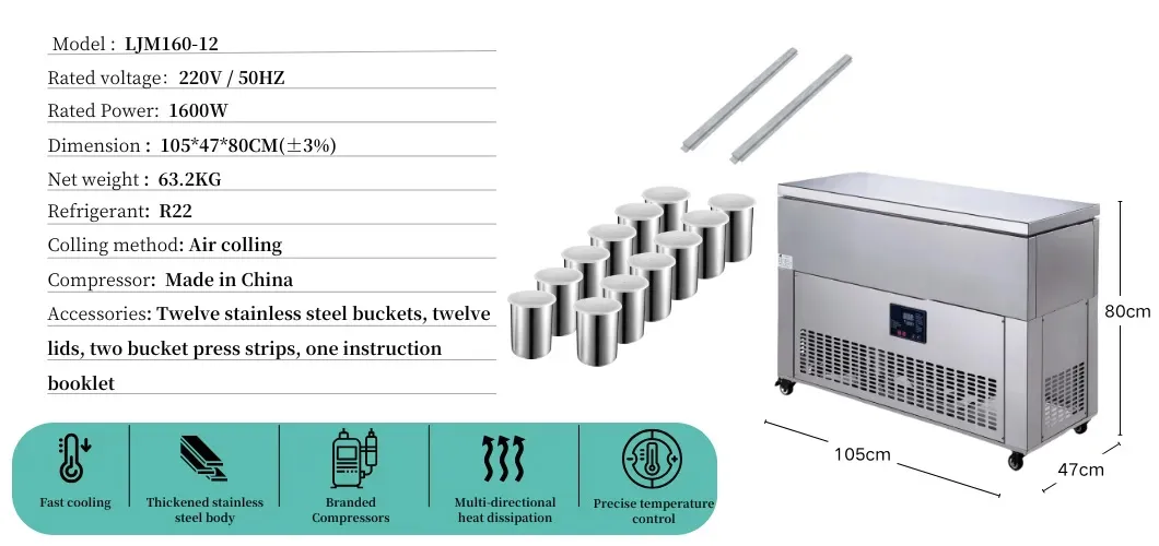 220V/50Hz 1600W High-Performance Soft Ice Ice Brick Machine Ljm160-12