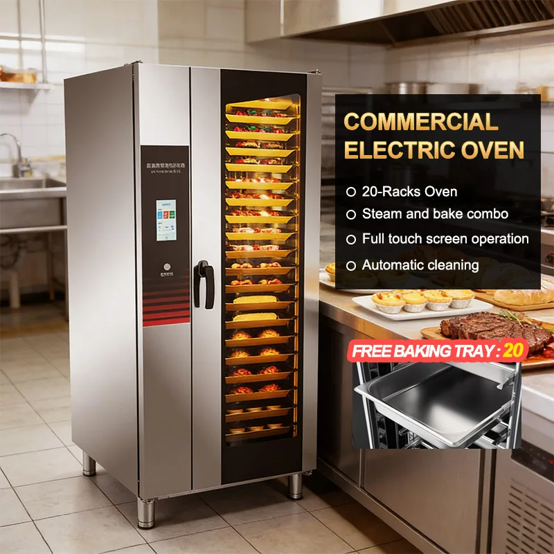 Forno elettrico professionale da 380 V con 20 vassoi in acciaio inossidabile per la cottura di torte e pane – Nuovo tostapane da panificio con certificato CE