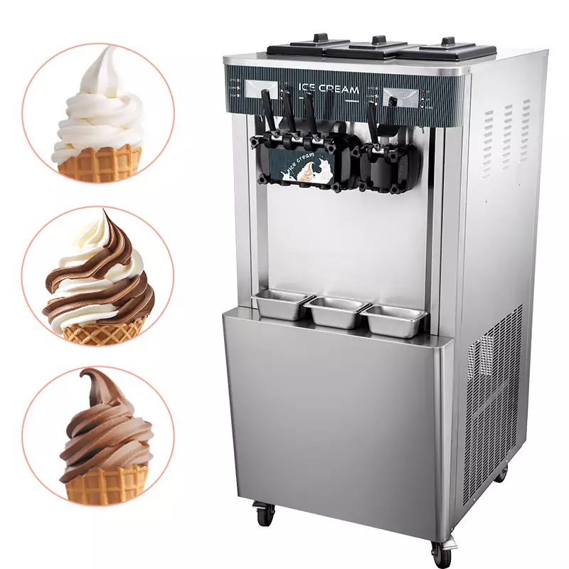 48L/H Dual System Soft Serve Ice Cream Machine 4 Flavor Commercial Stainless Steel American Ice Cream Maker With Air Pump